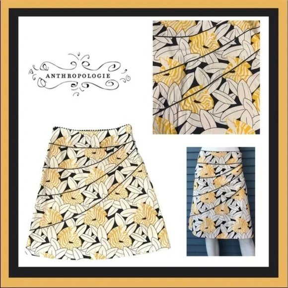 Anthropologie Odille Zebra 🦓 Leaf 🍃 Print Skirt Sz 6 - Picture 1 of 8